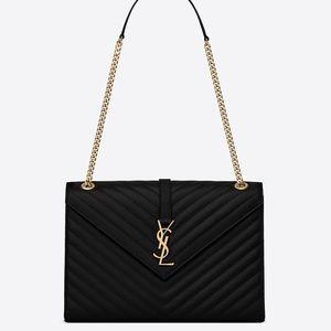 Saint LaurentClassic Monogram Envelope Satchel Matelasse Chevron Leather Large